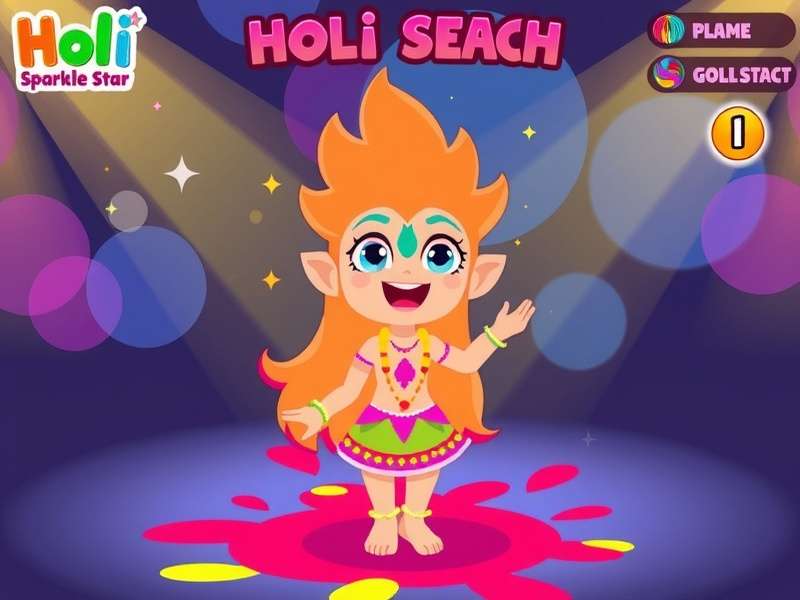 Holi Sparkle Star game screenshot showing colorful Holi celebration